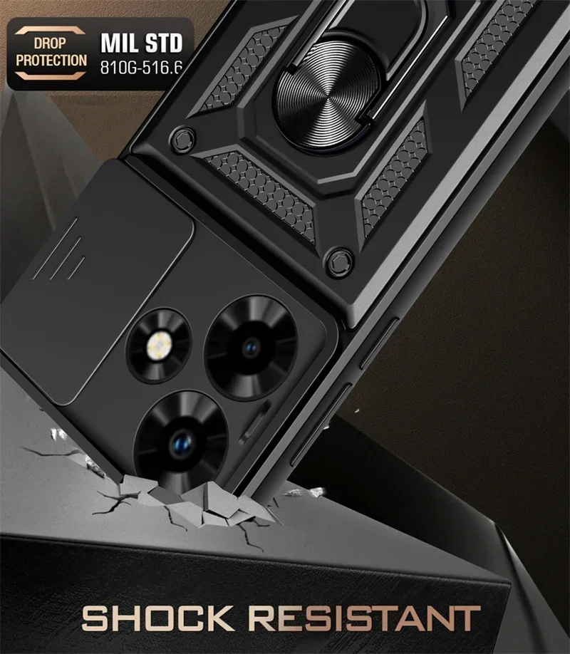 Противоударный чехол для Infinix Hot 30 4G защитный камеры с кольцом-держателем задняя