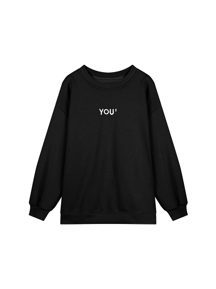 

Женский Классический свитшот с вышивкой в виде букв, с круглым вырезом и длинным рукавом