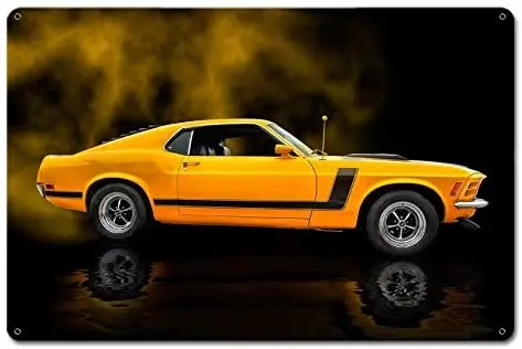 Желтый плакат Mustang Boss 1970 Fastback для помещений бара Домашний Мужской пещера магазин