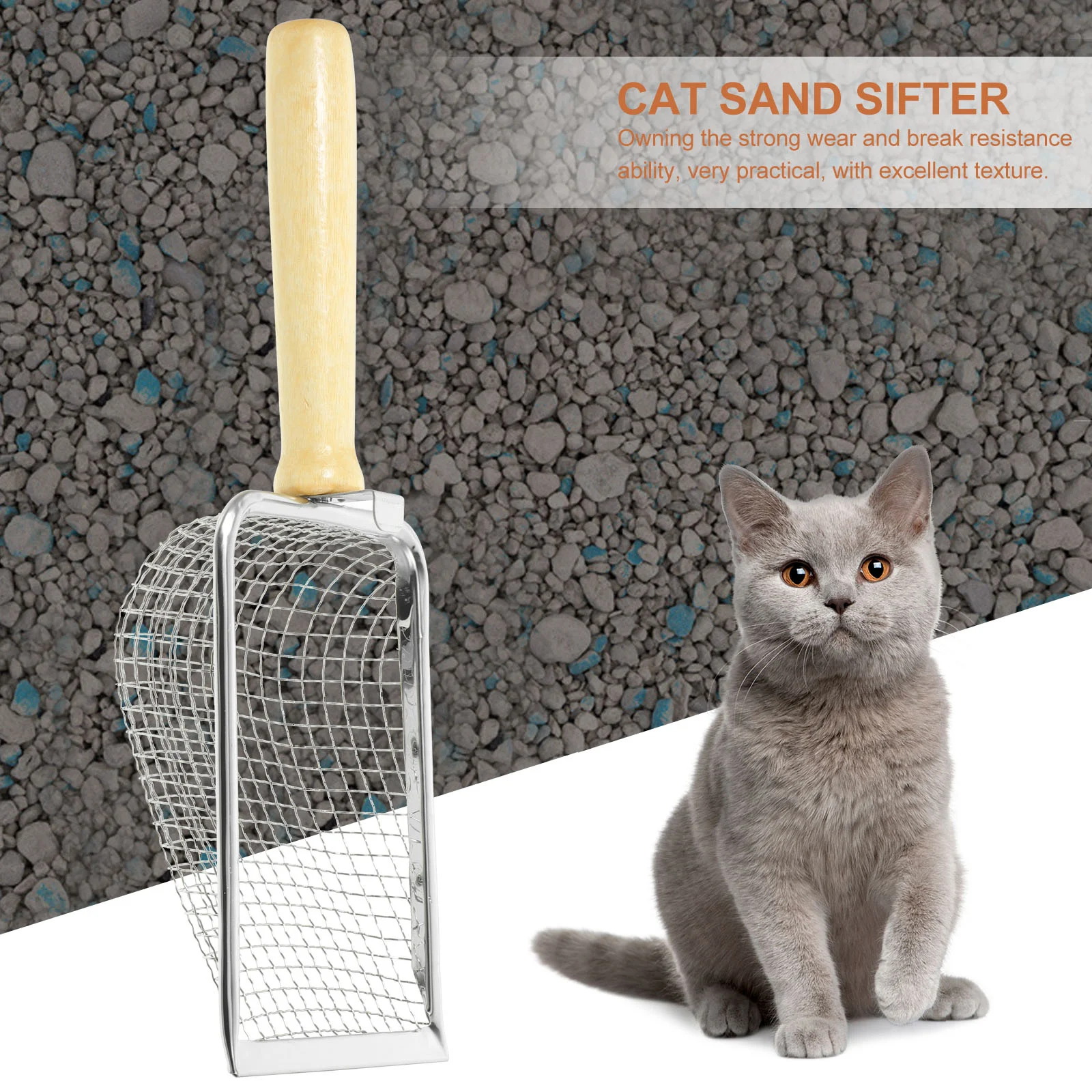 Совок для кошачьего туалета из нержавеющей стали и просеивающий совок песка