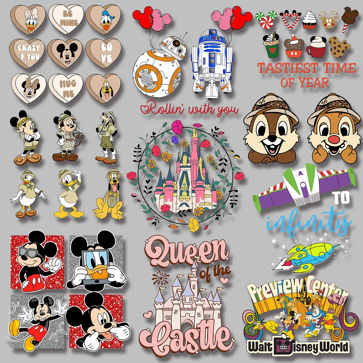 Chip Dale Mickey Mouse Clubhouse Toy Story Classic Disney Character Bundles Sales Iron-on Transfers for Clothing Diy Craft