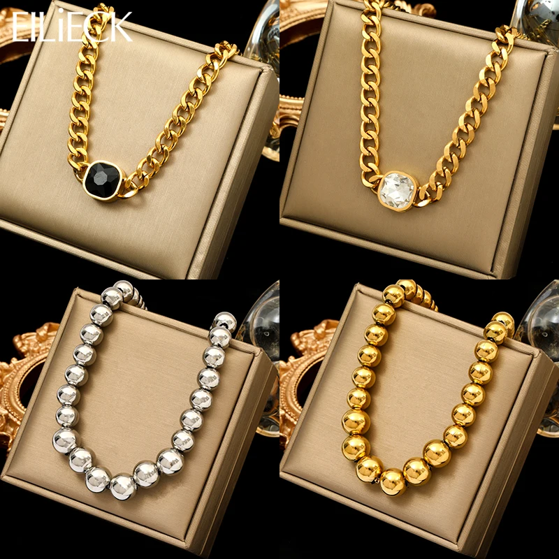 Ожерелье EILIECK из нержавеющей стали 316L с большим Цирконом для женщин модная