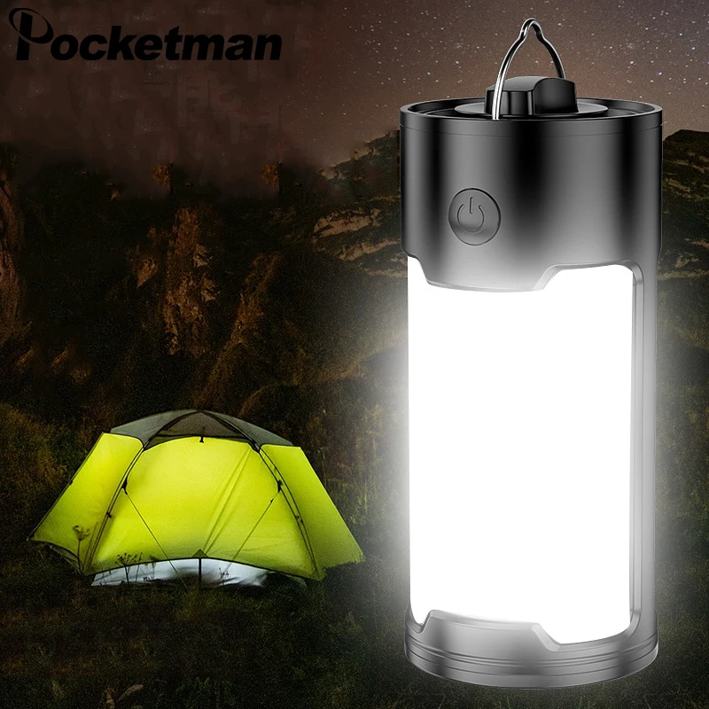 

Pocketman Powerful LED Repair Camping Light with Hook Outdoor Fishing Lantern Waterproof Tent Lamp USB Rechargeable Work Lights