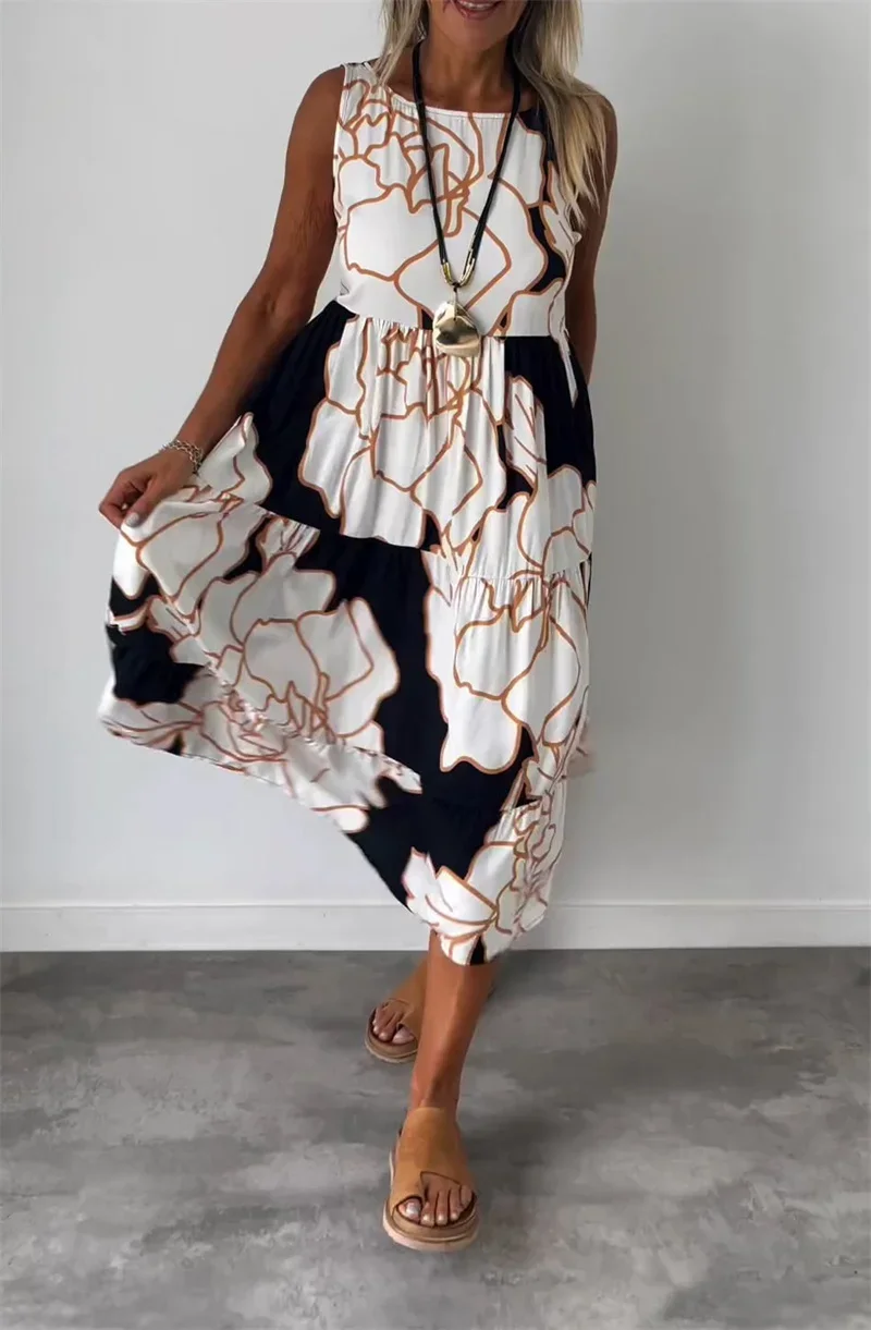 Платье женское Плиссированное с высокой талией Модный пуловер круглым вырезом