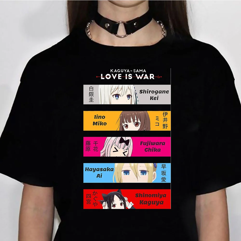 

Kaguya Sama Love Is War Miyuki Shinomiya Fujiwara tshirt women comic Y2K summer Tee female Japanese streetwear clothes