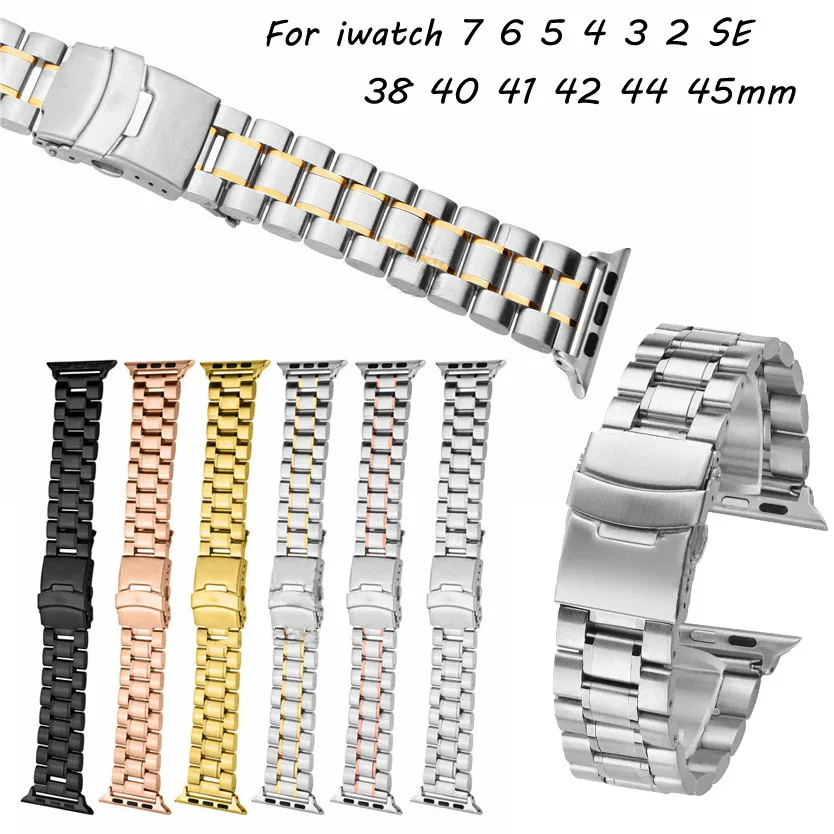 

Security stainless steel watch band for apple watch 7 6 5 4 SE iWatch 38 40 41 42 44 45mm replacement watch strap Wrist bracelet
