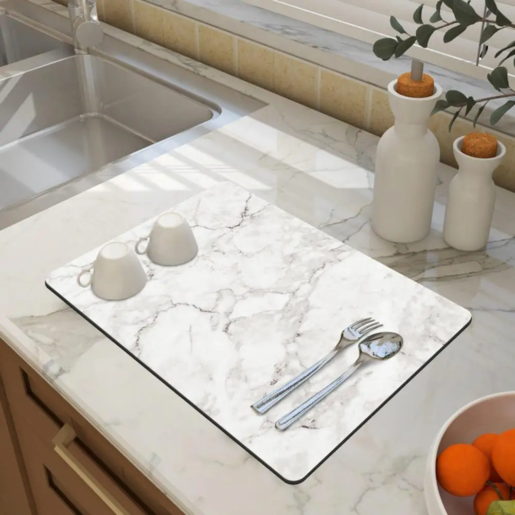 

Practical Moisture Absorption Marble Texture Dining Table Pad Kitchen Placemat Rectangular Absorbent Pad Household Supplies