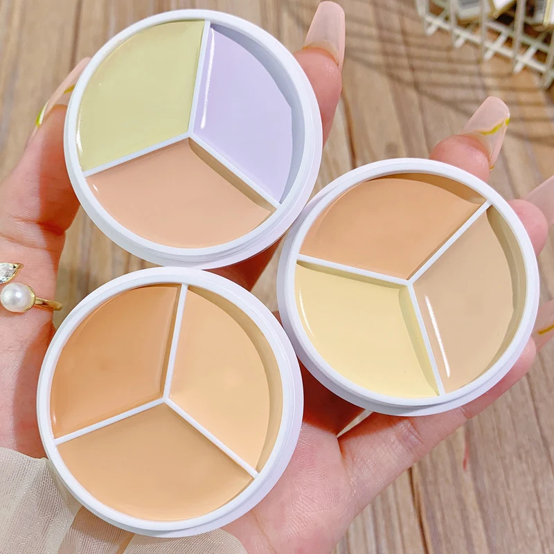 

3 Colors Concealer Palette Foundation Cream Full Coverage Suit for All Skin Cover Dark Circles Acne Pores Face Makeup Cosmetic
