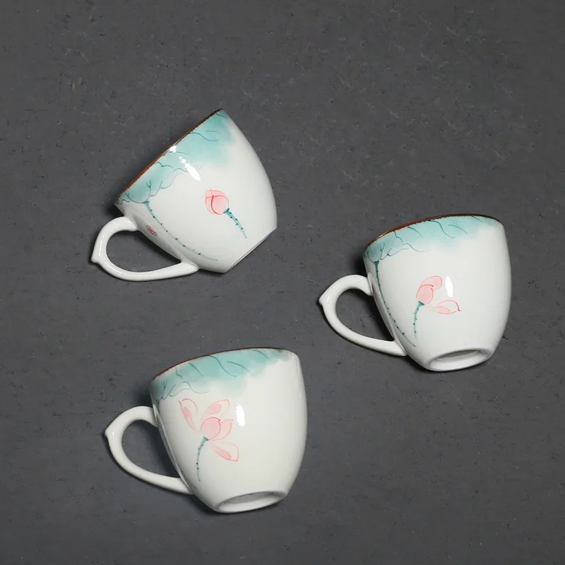 

1 шт. рельефная керамическая чайная чашка кунг-фу фарфоровая чашка для послеобеденного чая чашки для эспрессо с ручкой китайская чаша для чая керамическая чашка для кофе