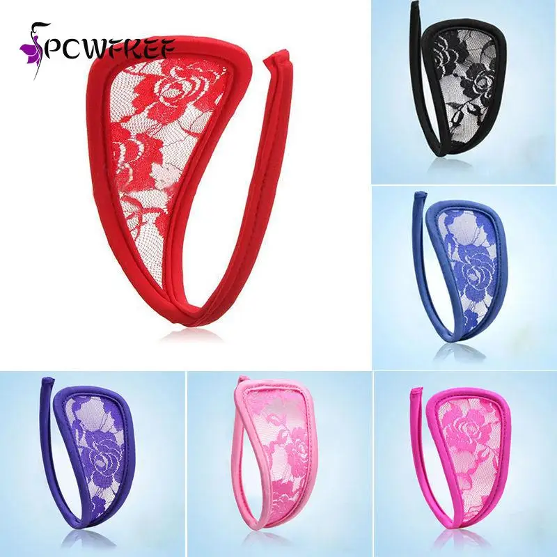 

Sexy C-String Thongs Panties Lace Flower Floral Lingerie Stealth Women C String Solid Colors