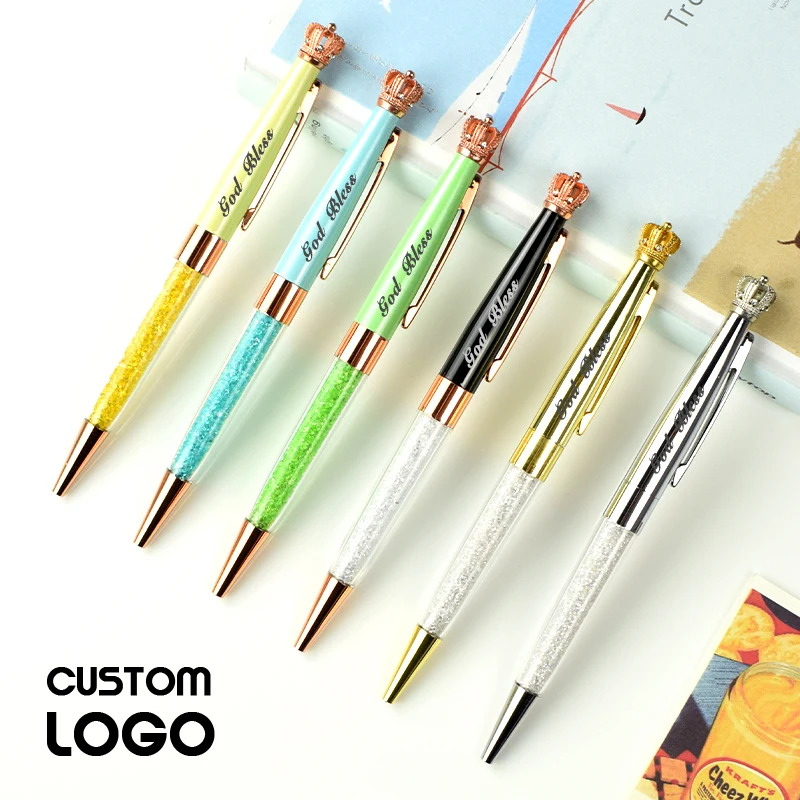 

Multi-color Crown Metal Ballpoint Pen Custom LOGO Pens Cute Stationery Personalized Name School Teacher Gifts Office Accessories