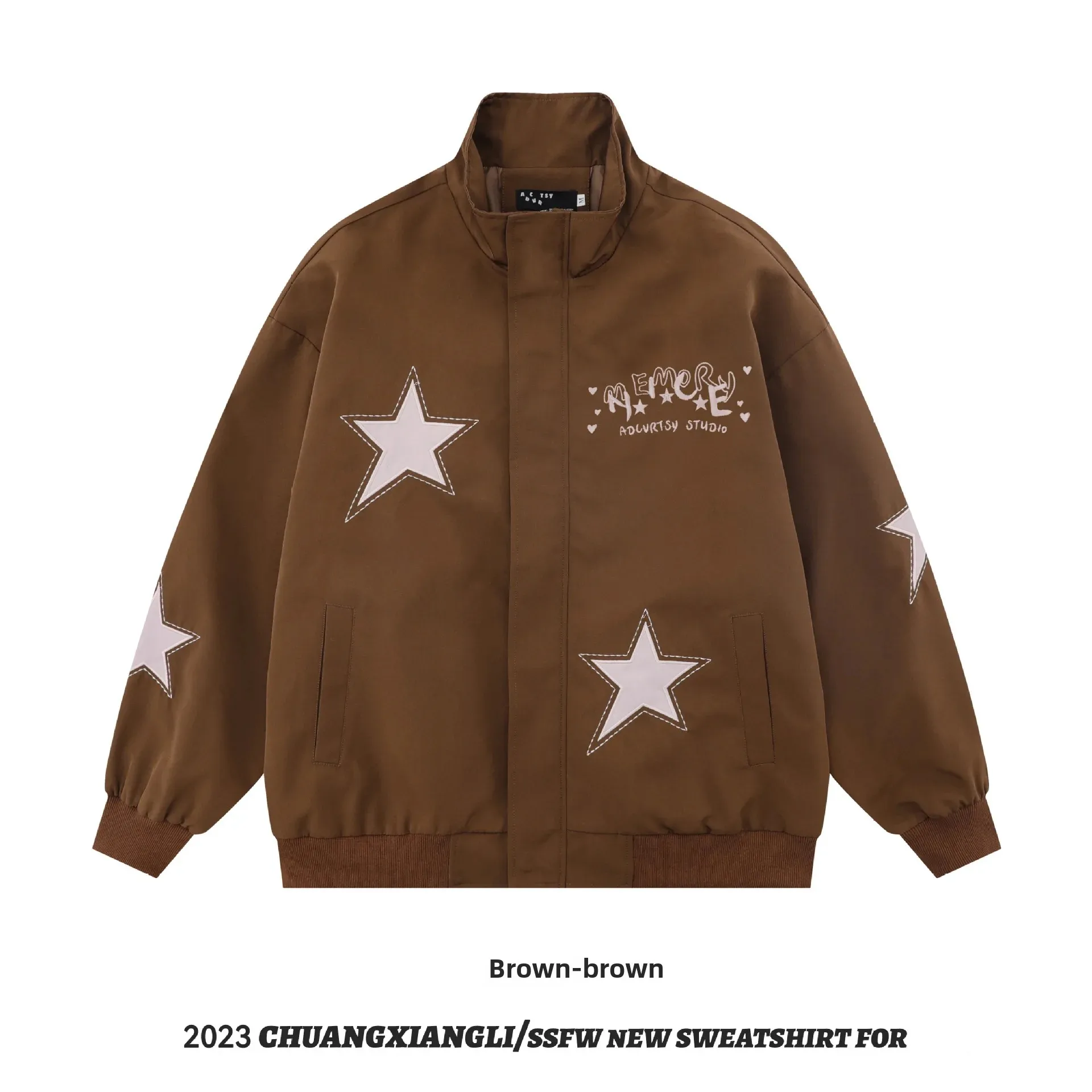 Куртка мужская с вышивкой в виде звезд винтажный пиджак свободного покроя