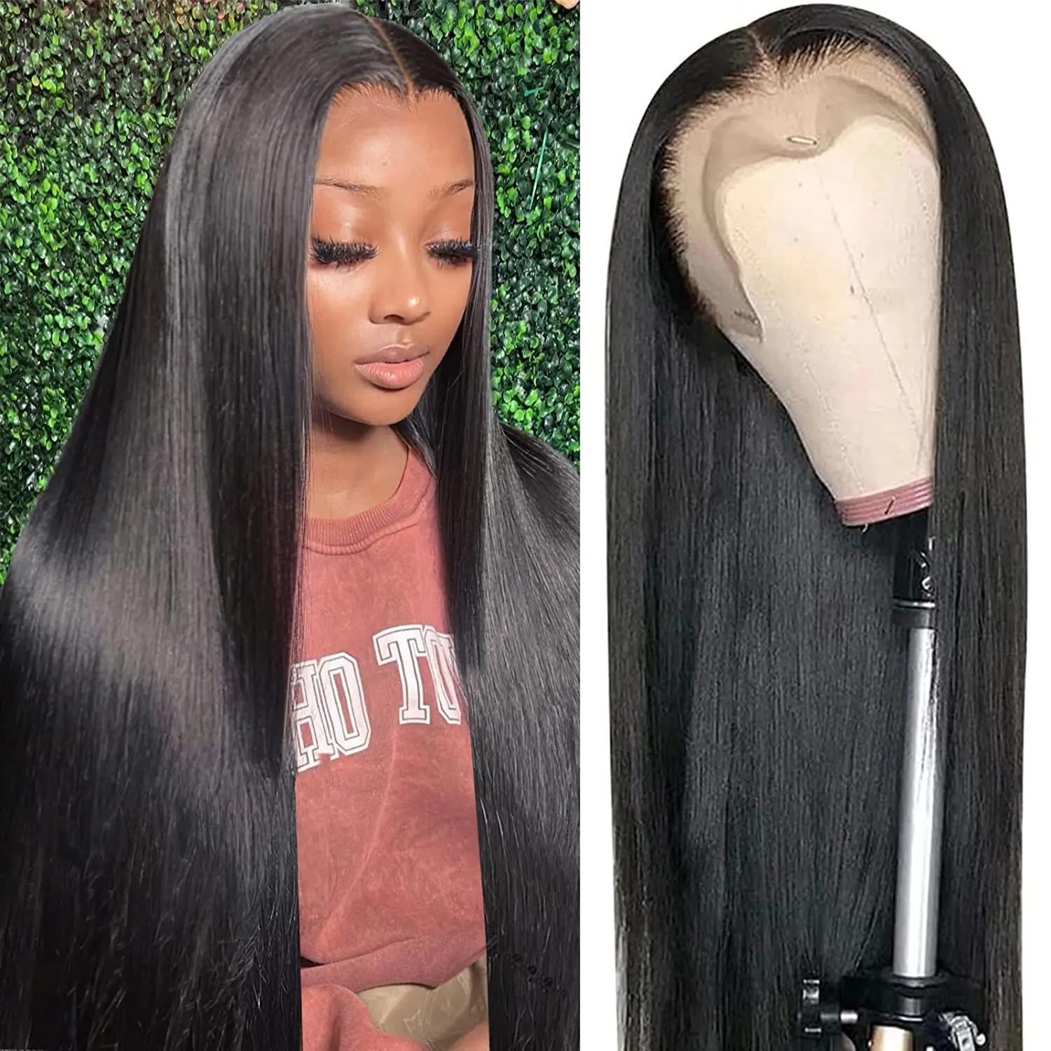 

13x4 Human Hair Lace Frontal Wig On Sale Clearance Brazilian Remy PrePlucked Bone Straight 30 36 Inch Lace Front Human Hair Wigs
