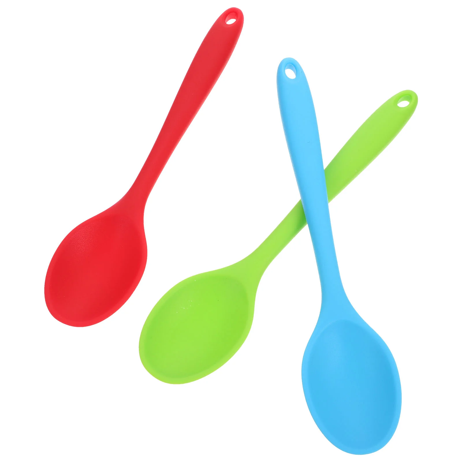 

3Pcs Multi-function Spoon Silicone Soup Spoon Practical Mixing Spoon Long Handle Spoon for Eating Kitchen Cooking