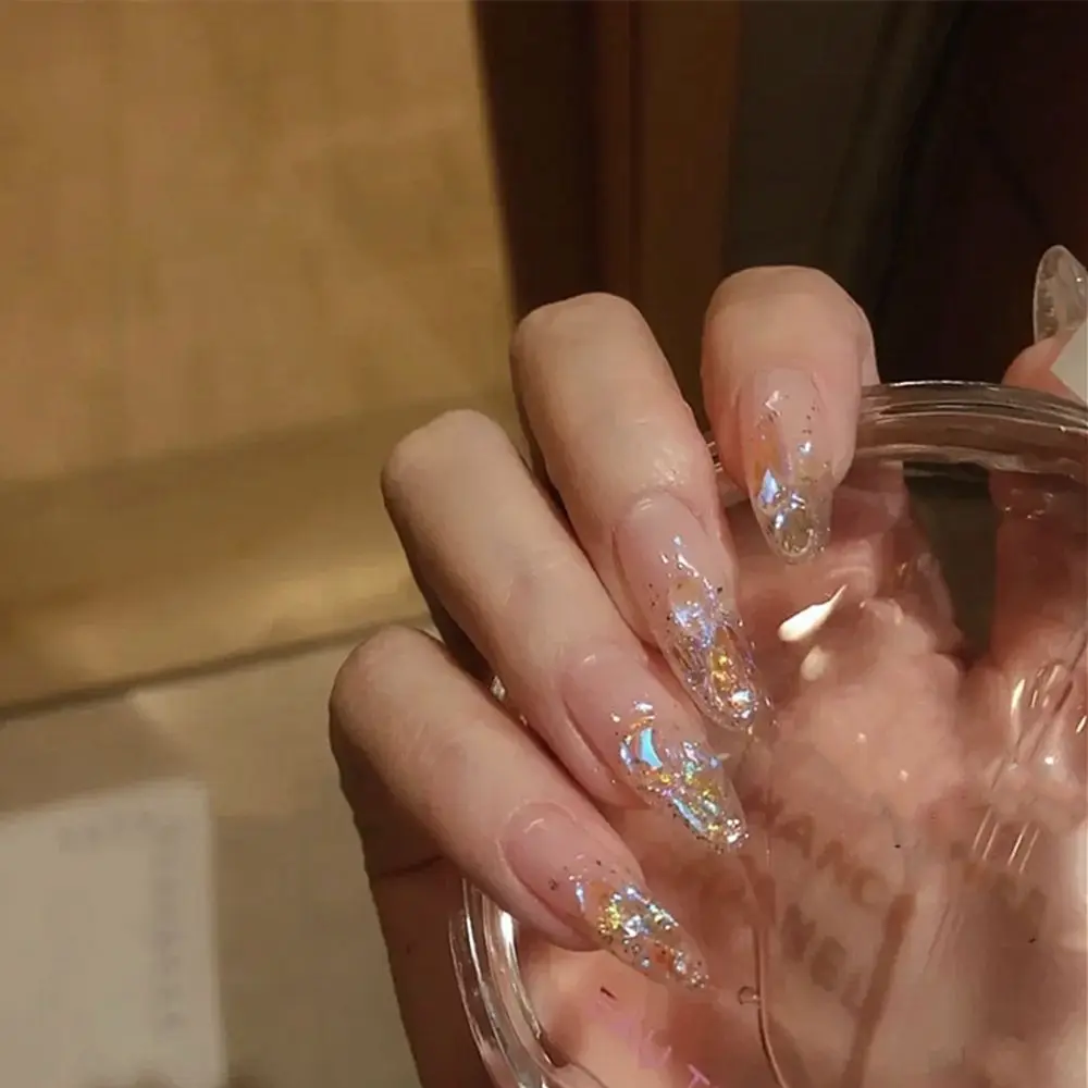 Натуральные розовые Искусственные накладные ногти 24 шт. в форме короткой