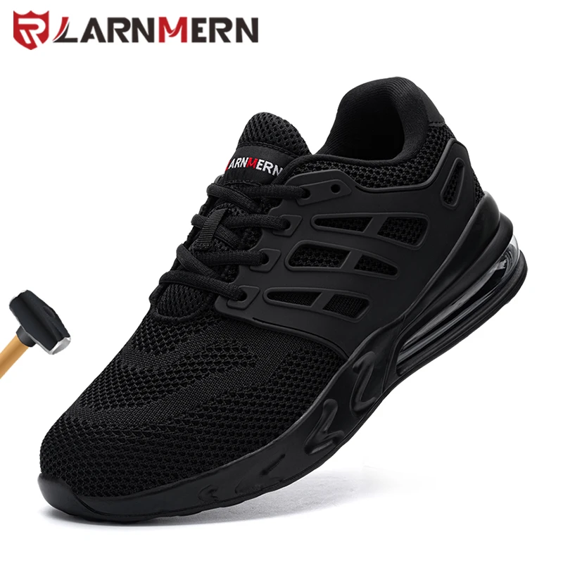 LARNMERN Men Steel Toe Work Safety Shoes Air-cushion Anti-smashing Lightweight Non-slip Shock-proof Construction Sneaker