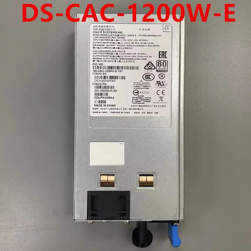 

Оригинальный новый блок питания 90% для CISCO 1200 Вт, адаптер импульсной мощности DS-CAC-1200W-E 341-100316-02 341-100316 DPST-1200FB B