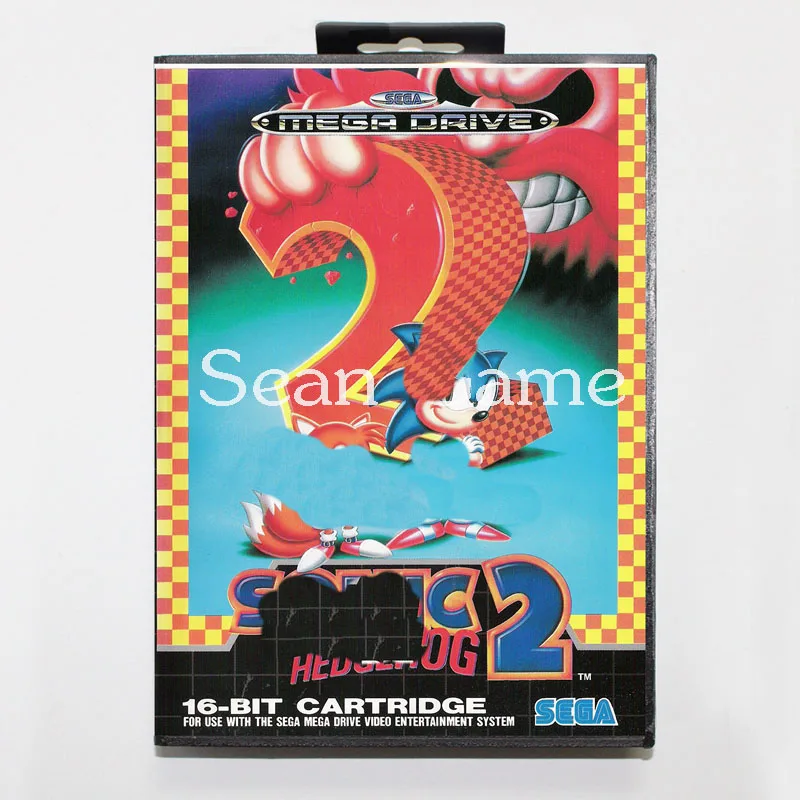 Престационарная 16-битная игровая карта Elevata MD для Sega Mega Drive Son 2 чехол в розничной