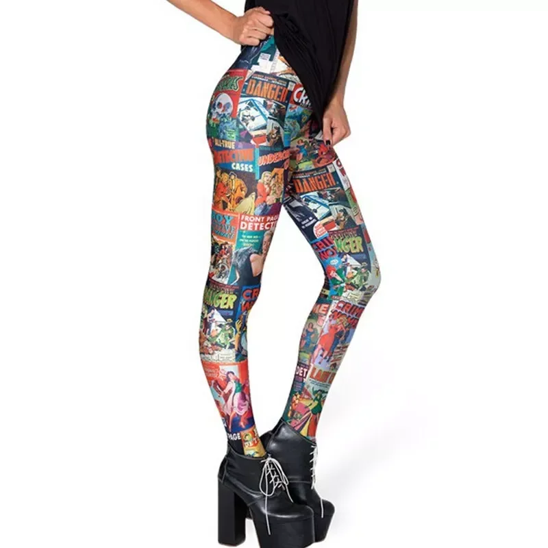 

New2022 Female Leggins 3D Digital Printed Fitness Pants Sexy Leggings Women Square Cartoon Trousers Mujer Leggin