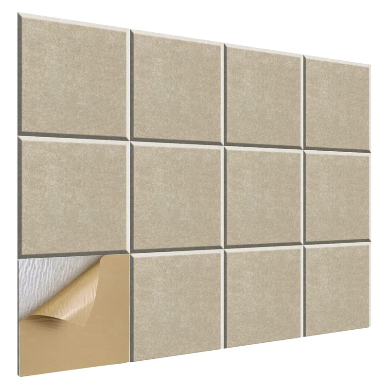 

Самоклеящиеся акустические панели, 12x12x0,4 дюйма, звукопоглощающие панели, для студии записи, офиса, дома