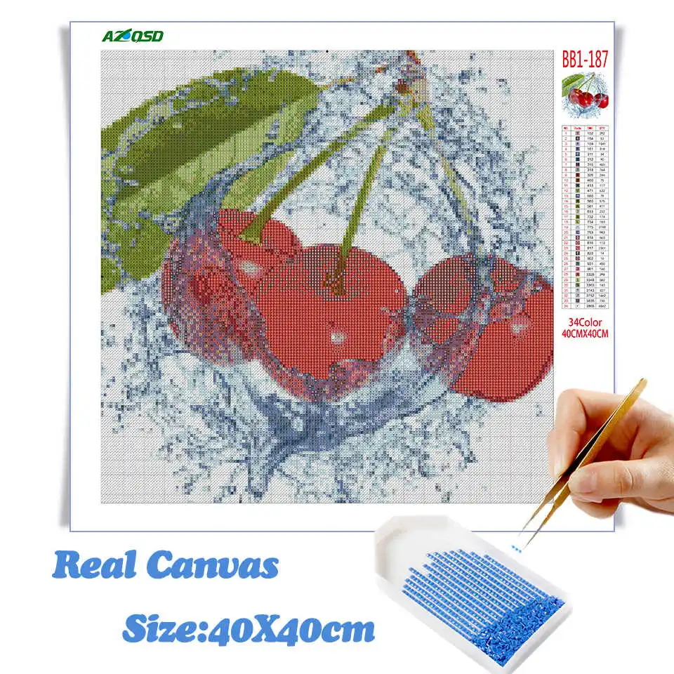 Картина AZQSD алмазные вышитые фрукты 5D сделай сам вышивка крестиком лимонный лед