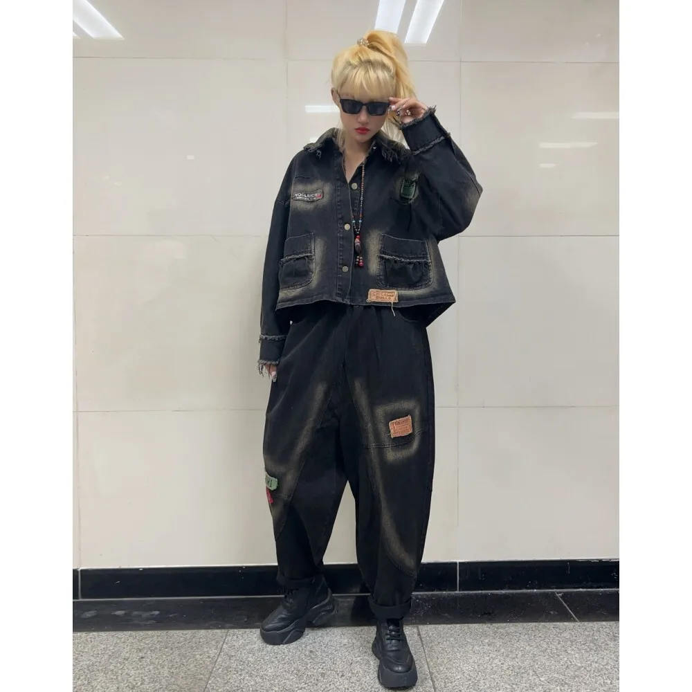 Уличный модный крутой персонализированный комплект брюк женский