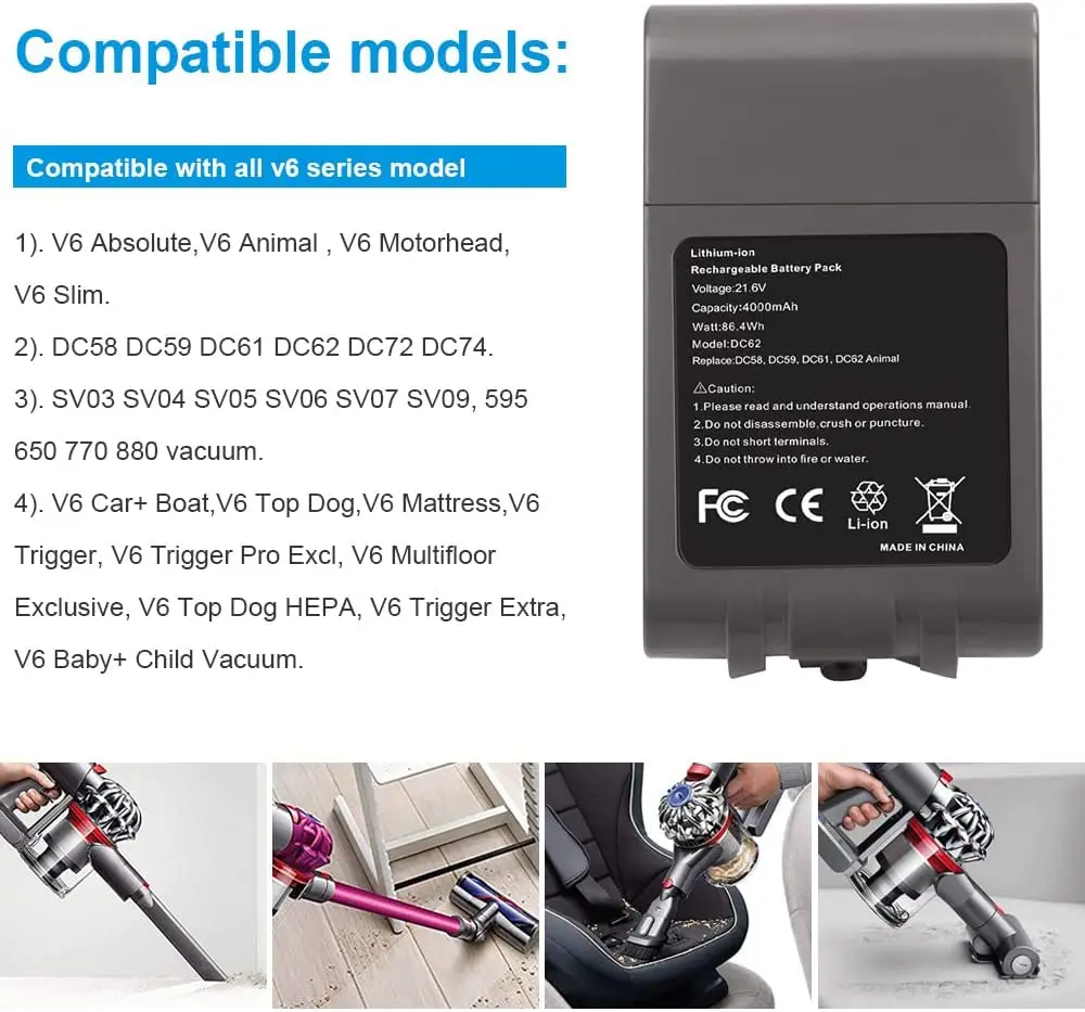 Аккумулятор для пылесоса Dyson V6 V7 V8 V10 11 Series SV07 SV09 SV10 SV12 DC62 |