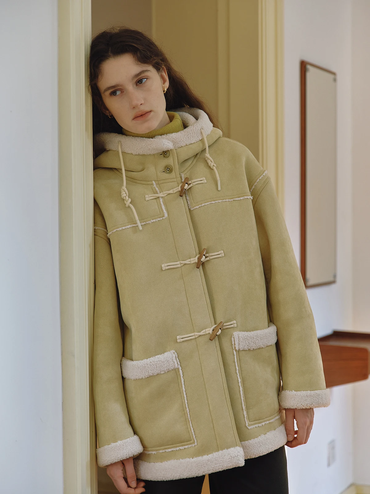 GUOE Сибирский лес верхняя одежда средней длины из овечьей шерсти и меха со