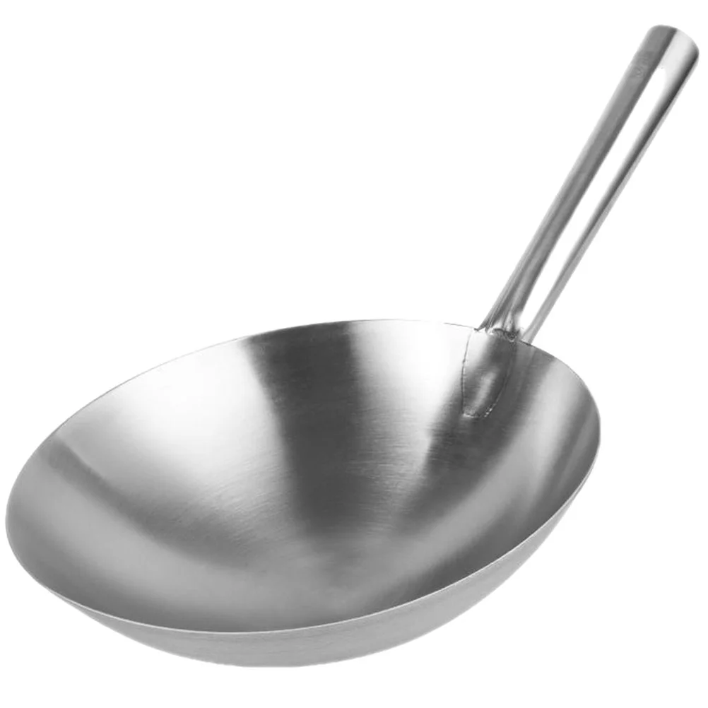 

Stainless Steel Wok Heavy Duty Pan Chinese With Handle For Gas Stove Woks Electric Induction