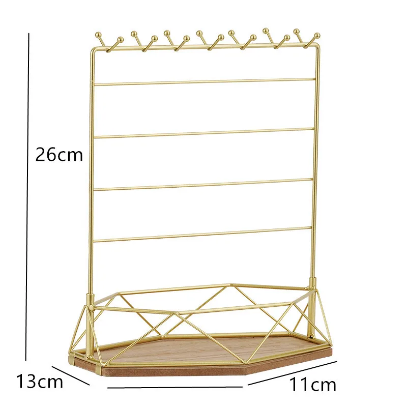 Table Hanging Jewelry Organizer Jewelry Stand Holder Display Stand with Jewelry Tray Base Gold Metal Frame Rack Holder