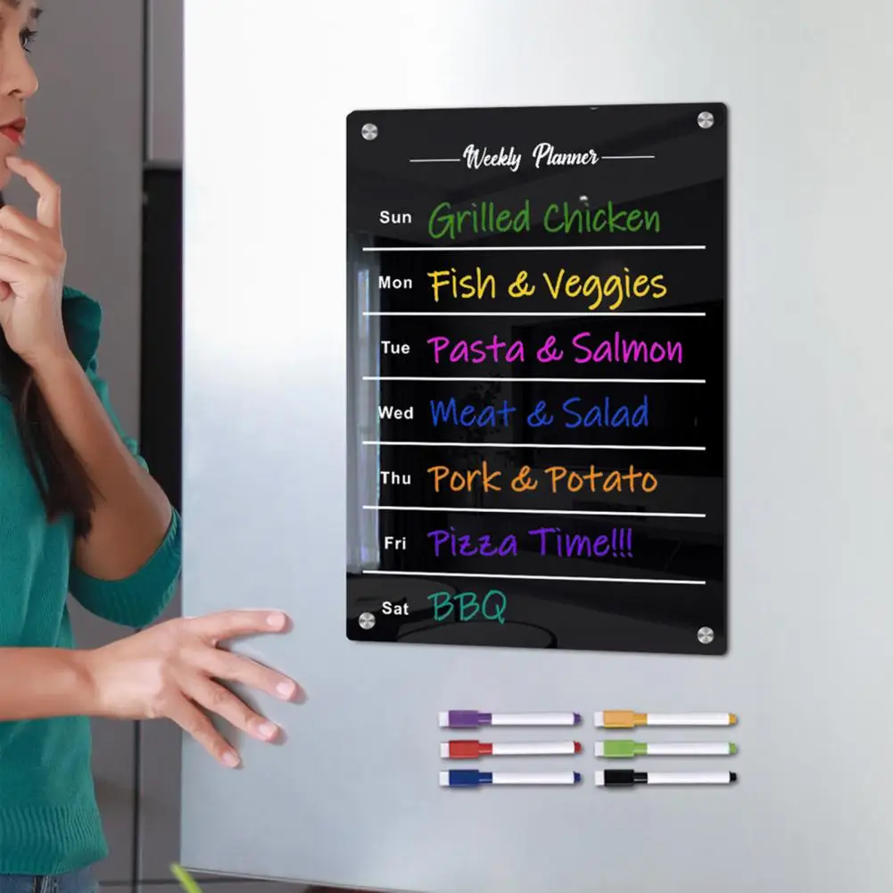 

Магнитный акриловый календарь, магнитный ежемесячный календарь в комплекте, устойчивый к царапинам планировщик холодильника с простой установкой, сухой стираемый акрил
