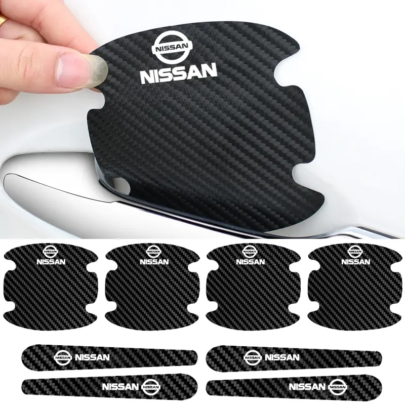 

Автомобильная наклейка на дверную ручку из углеродного волокна для Nissan Qashqai J11 J10 Skyline Terrano 3 GTR Leaf Juke Note Серена Almera N61 Teana