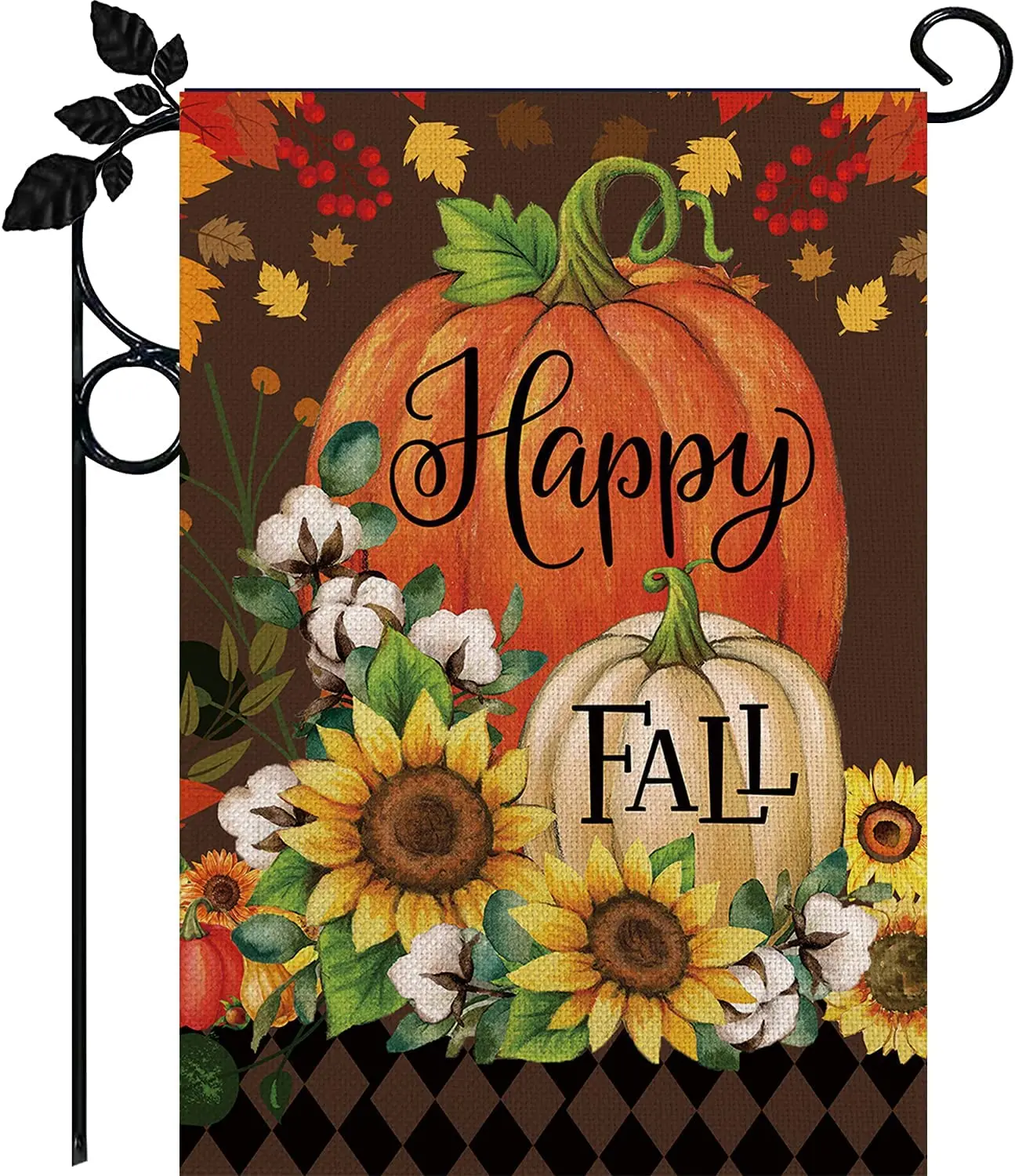 

Happy Fall Garden Flag Burlap Autumn Vertical Double Sided Fall Thanksgiving Pumpkin Garden Flag Yard Outdoor Decoration
