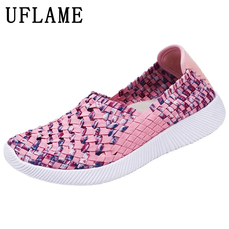 

New Summer Women Flat Shoes Elastic Band Weave Fisherman Shoes Mixed Color Walking Slip-on Sports Shoe Ladies Mother Casual Shoe