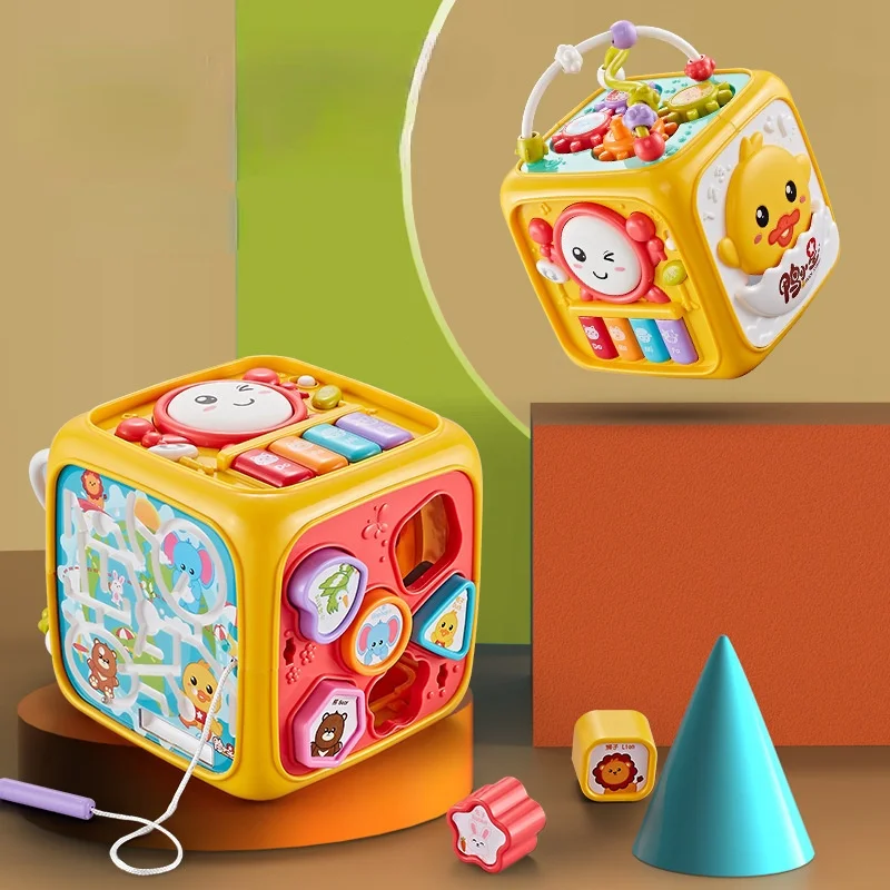 

Baby Toys Six-sided Drum Box Baby Pat Drum Body Puzzle Early Education 0-1 Years Old Learning Smart House Hand Pat Drum