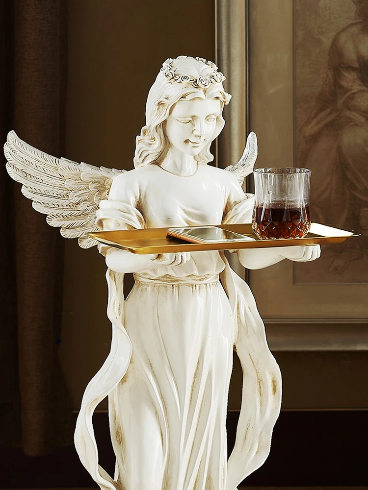 

Home Decor Angel Statue Tray Rack Ornaments Statues And Sculptures Modern Art Living Room Storage Decoration Accessories Gifts