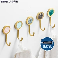 punch free hook strong viscose clothes hook bathroom door rear wall hanging creative brushed golden entrance coat and hat hook