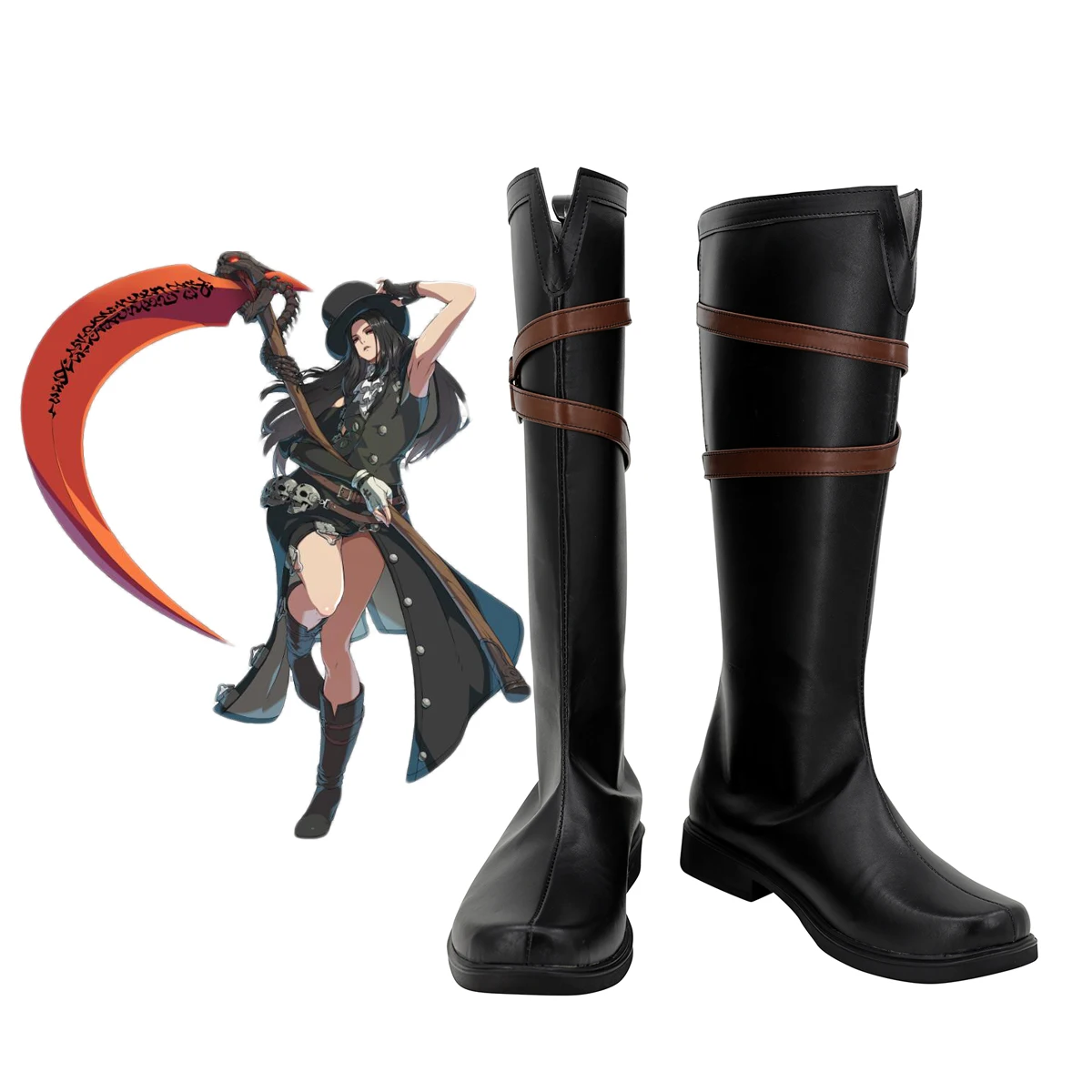 Черные кожаные ботинки для косплея изготовленные на заказ любого размера