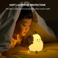 smile pear shape night light with 7 color change mini cute warm table lamp for girls and kids usb charging bedroom decoration