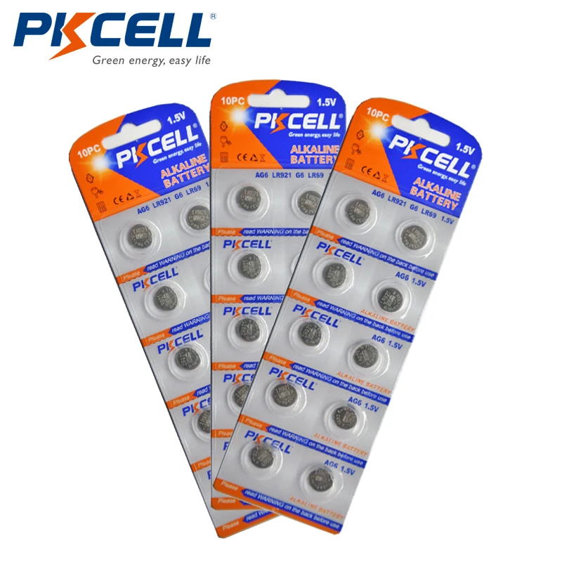 

30pcs/3cards 1.5V AG6 371A 371 370 SR69 LR920 SR920 SR920SW Alkaline Button Cell Watch Battery