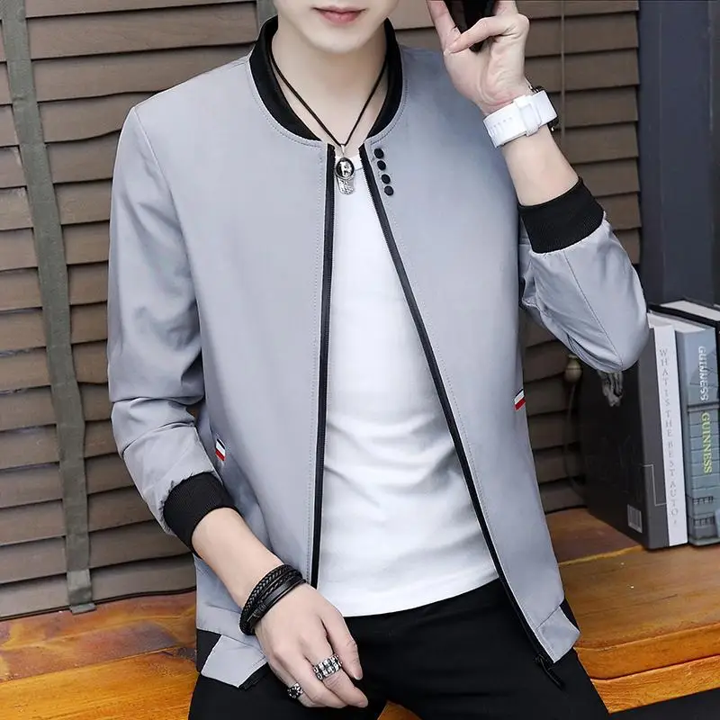 

Chaqueta De Algodn Para Hombre, Ropa Informal De Bisbol с Cuello Levantado Y Cremallera, M-4XL De Otoo