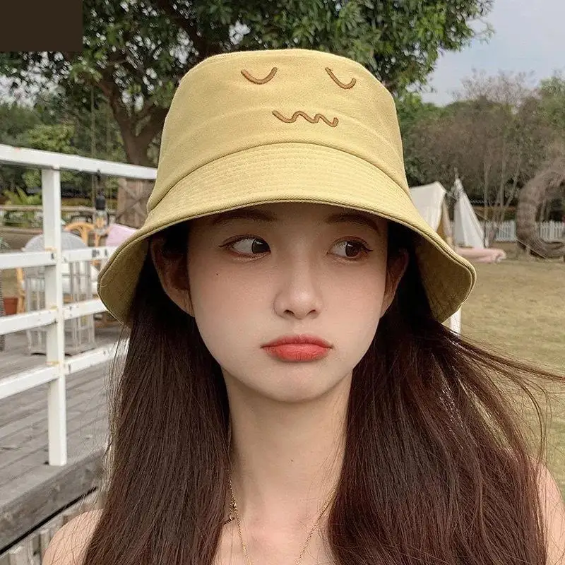 

Панама женская с вышивкой, модная однотонная шапка рыбака в Корейском стиле, для отдыха на открытом воздухе, путешествий, для скалолазания