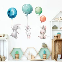 cartoon wall stickers bunny balloons window sticker kids room decor bedroom home decoration accessories wall decor wallpaper