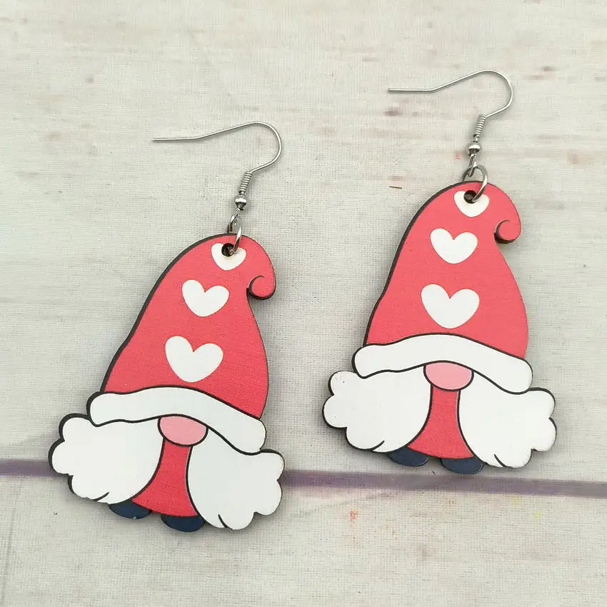 Серьги-подвески в виде гнома для девушек креативные деревянные украшения ручной