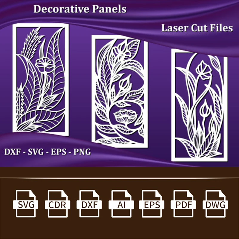 

Декоративные панели, лазерная резка AI/CDR/EPS/PDF, векторные файлы, модель для лазерной резки ЧПУ