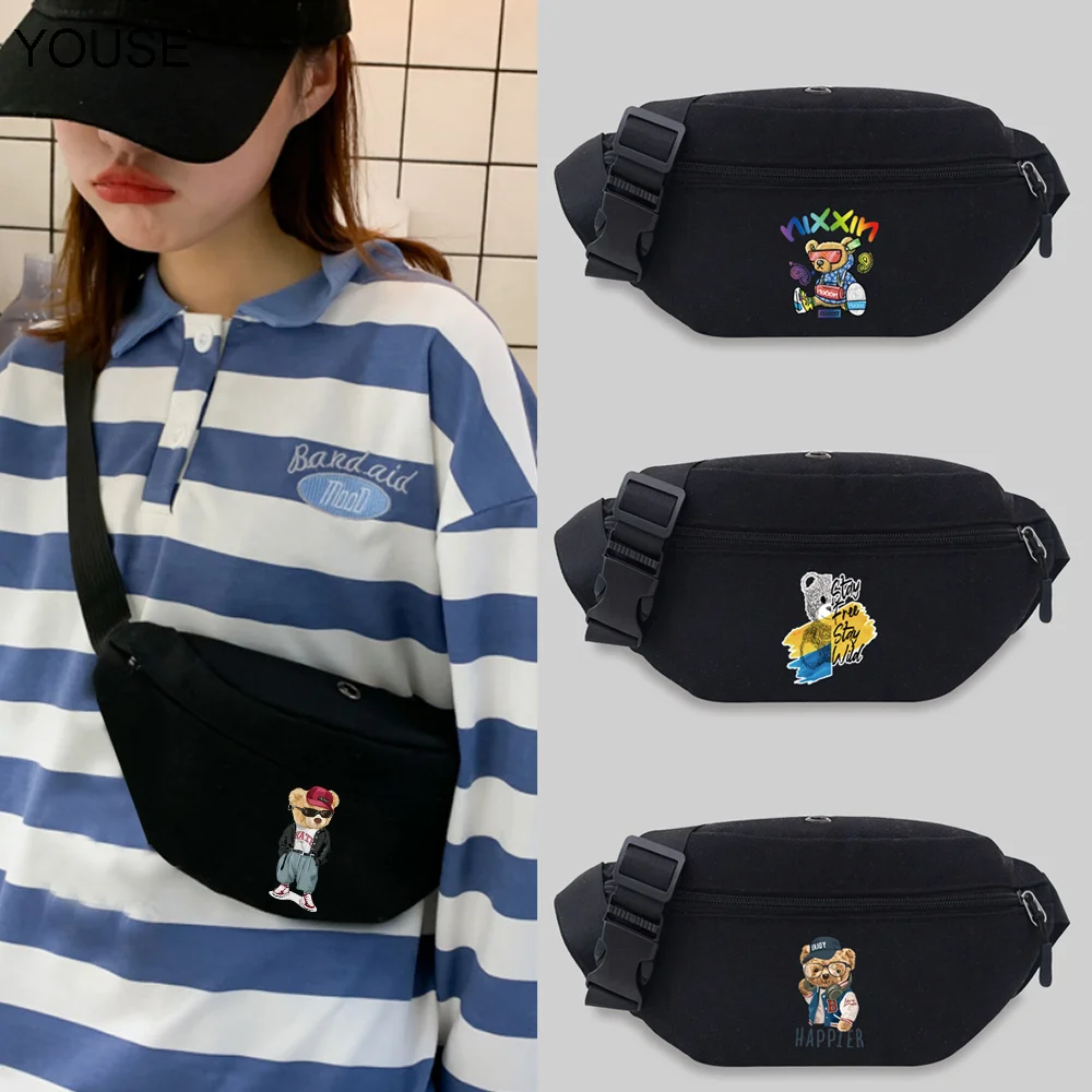

Unisex Casual Bear Series Waist Bag Messenger Chest Bag Sports Bum bag Trend Fanny pack Student Popular Shoulder Bag