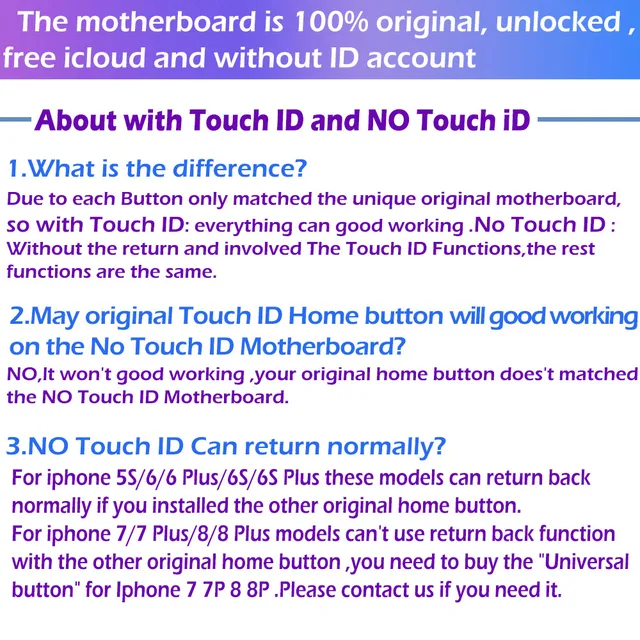 100% Original Unlock Free icloud For iPhone 5 5s 5c Motherboard No Touch ID 8g 16gb 32gb 64gb Logic Board Good Test Working 5