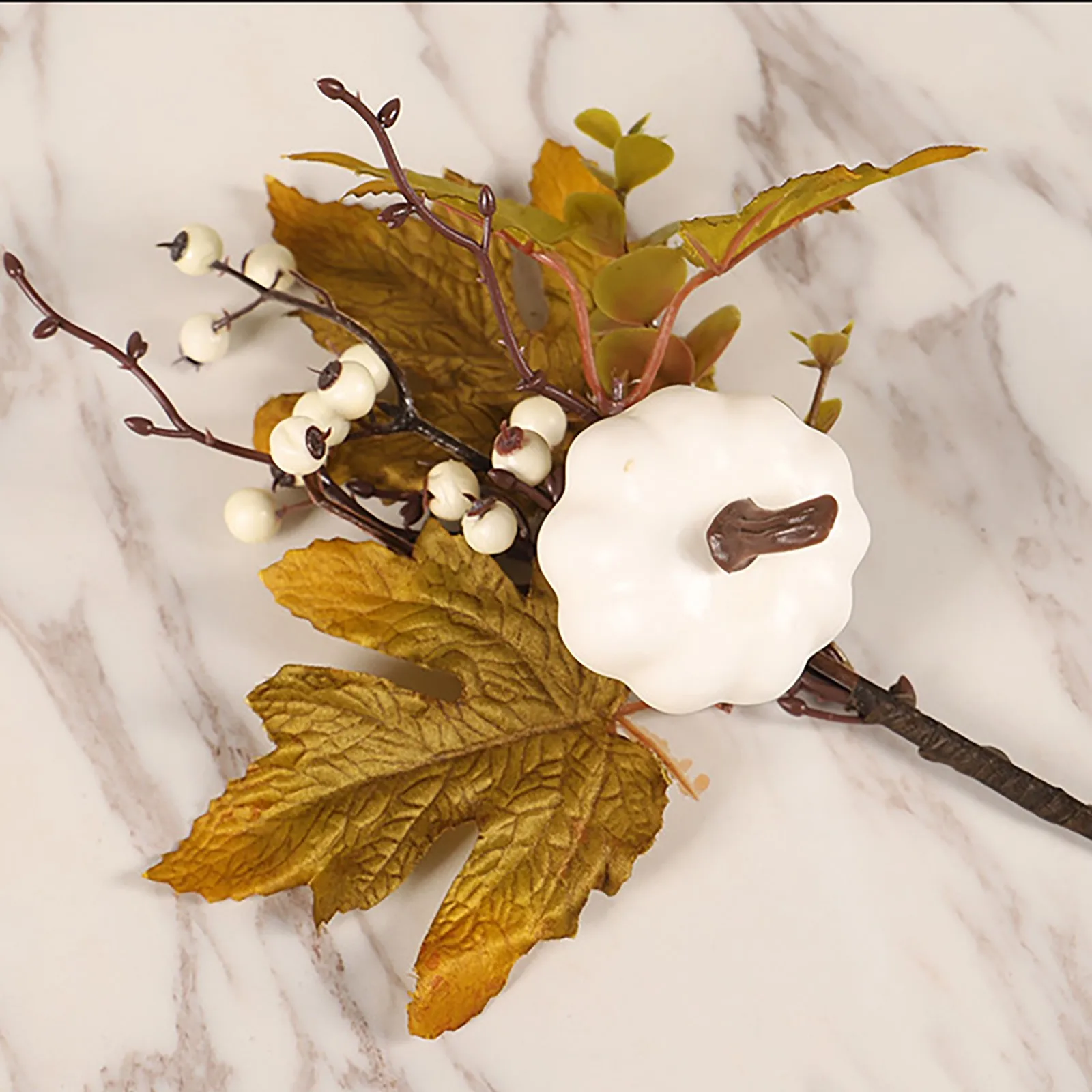 

Autumn Thanksgiving Cuttings Simulation Pumpkin Maple Leafs Home Table Decorations Eucalyptuss Maple Leaf Sugar Jar with Spoon