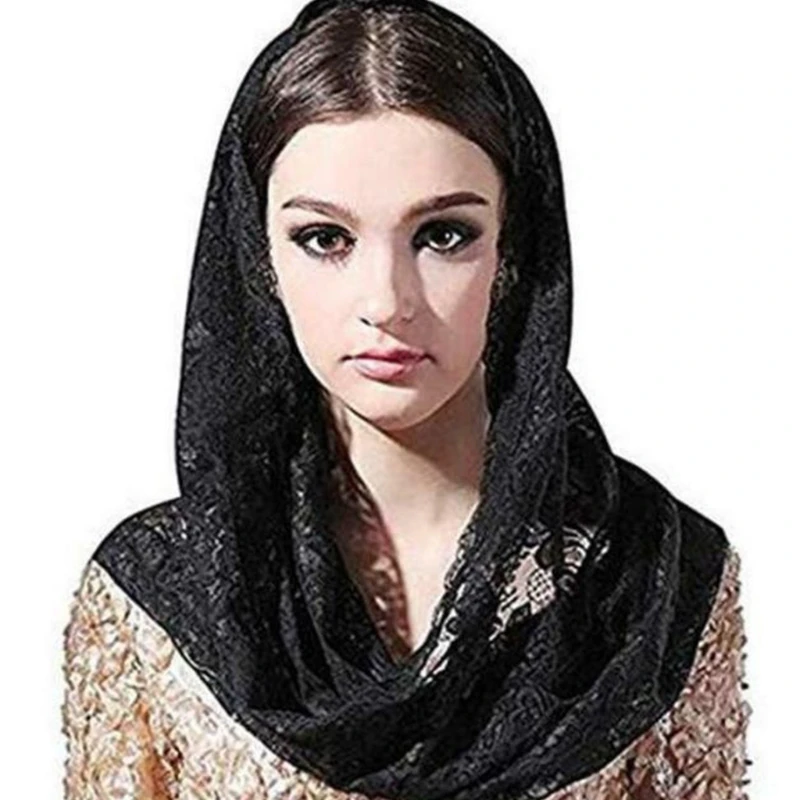 Lace Mantilla Catholic Church Chapel Veil Exquisite Flower Embroideries