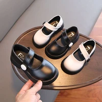 japanese wind kids fashion simple uniform shallow loafers black 2022 spring new round toe solid girls and boys children pu shoes